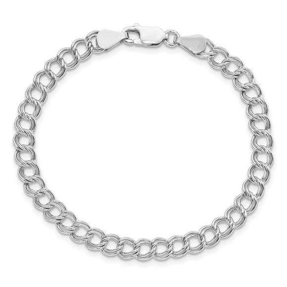 Sterling Silver 5.25mm Open Link w Lobster Clasp Charm Link Bracelet Starter, 8" - Picture 4 of 4